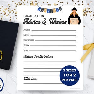 Consejos para el Graduado (Descarga digital), Mis mejores deseos y consejos, Recuerdo de Graduación imprimible para las fiestas de graduación de la generación de 2025