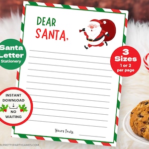 Weihnachtsbrief an den Weihnachtsmann, einfach druckbar für Kinder, bunte Weihnachtswunschliste für Kinder, druckbare Weihnachtsbotschaft, sofortiger Download