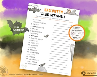 Halloween Word Scramble, Printable Halloween Party Games for Kids & Adults, Word Puzzles for Seniors, Classroom Activities, Instant Download