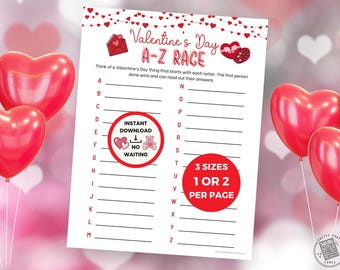 Valentines Day A-Z Game, Valentine Party Games, Office Party A To Z Game, Printable Valentines Activity for Adults & Kids, Digital Download