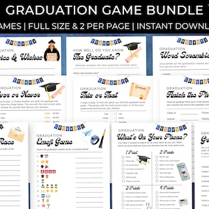 Abschluss-Spiel-Bundle, 2025 Abschluss-Party-Spiele, druckbare Abschluss-Spiele für die Klasse von 2025, College-Grad-Party-Highschool-Abschluss