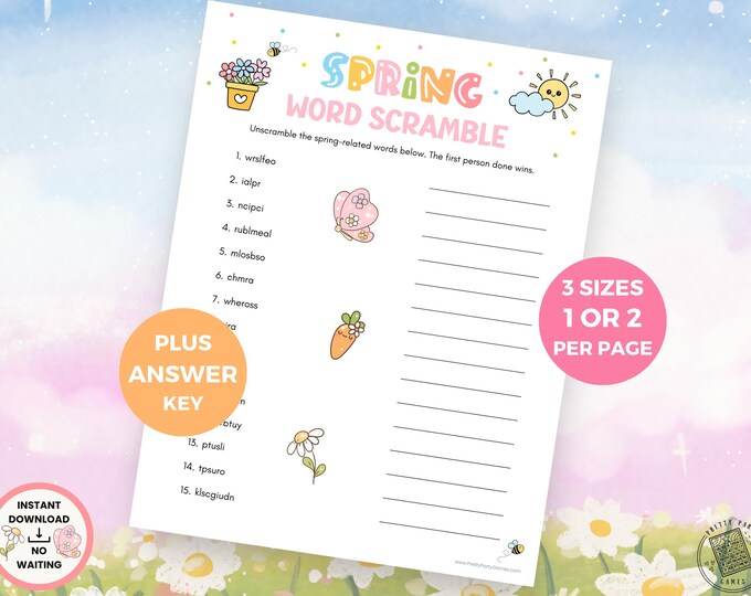 Spring WORD SCRAMBLE Game: Printable Activity (PDF Download) - Etsy Canada