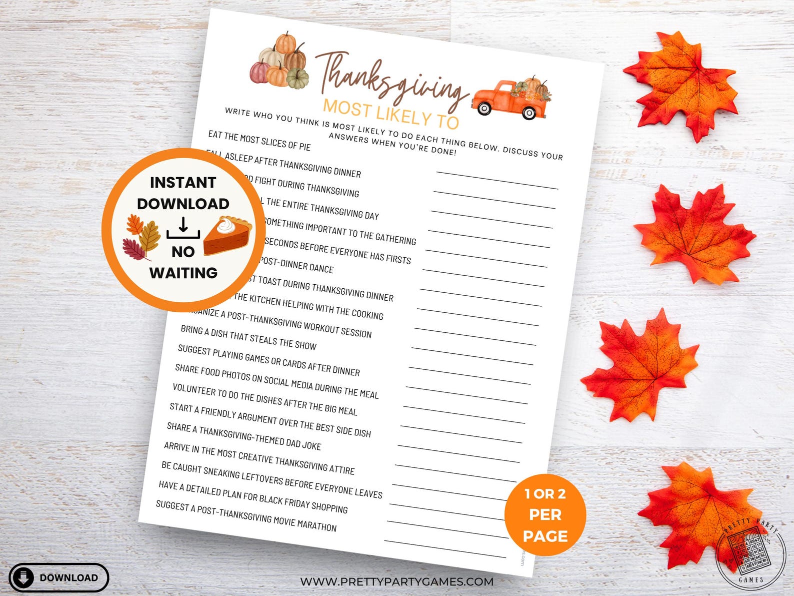 Funny Thanksgiving Most Likely to Game, Friendsgiving Games for Adults ...