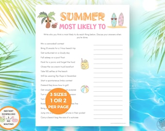 Summer Most Likely To Game, Funny Get to Know You Game for Adults, Funny Family Reunion Icebreaker Games, Team Building Games for Pool Party