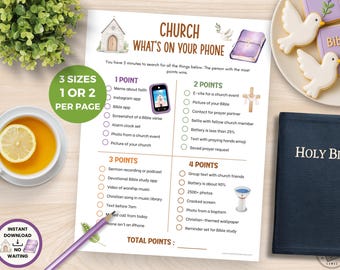 What's On Your Phone Church Game, Christian Phone Scavenger Hunt For Bible Study, Bible Games for Adults Teens Tweens, Women's Ministry Game