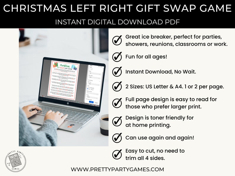 Printable Left Right Christmas Party Game, Fun Office Gift Exchange
