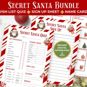 Fragebogen für Kollegen, Weihnachtsgeschenkbörse zum Ausdrucken, Wichtel für Wichtel und Geschenktausch-Anmeldeblatt