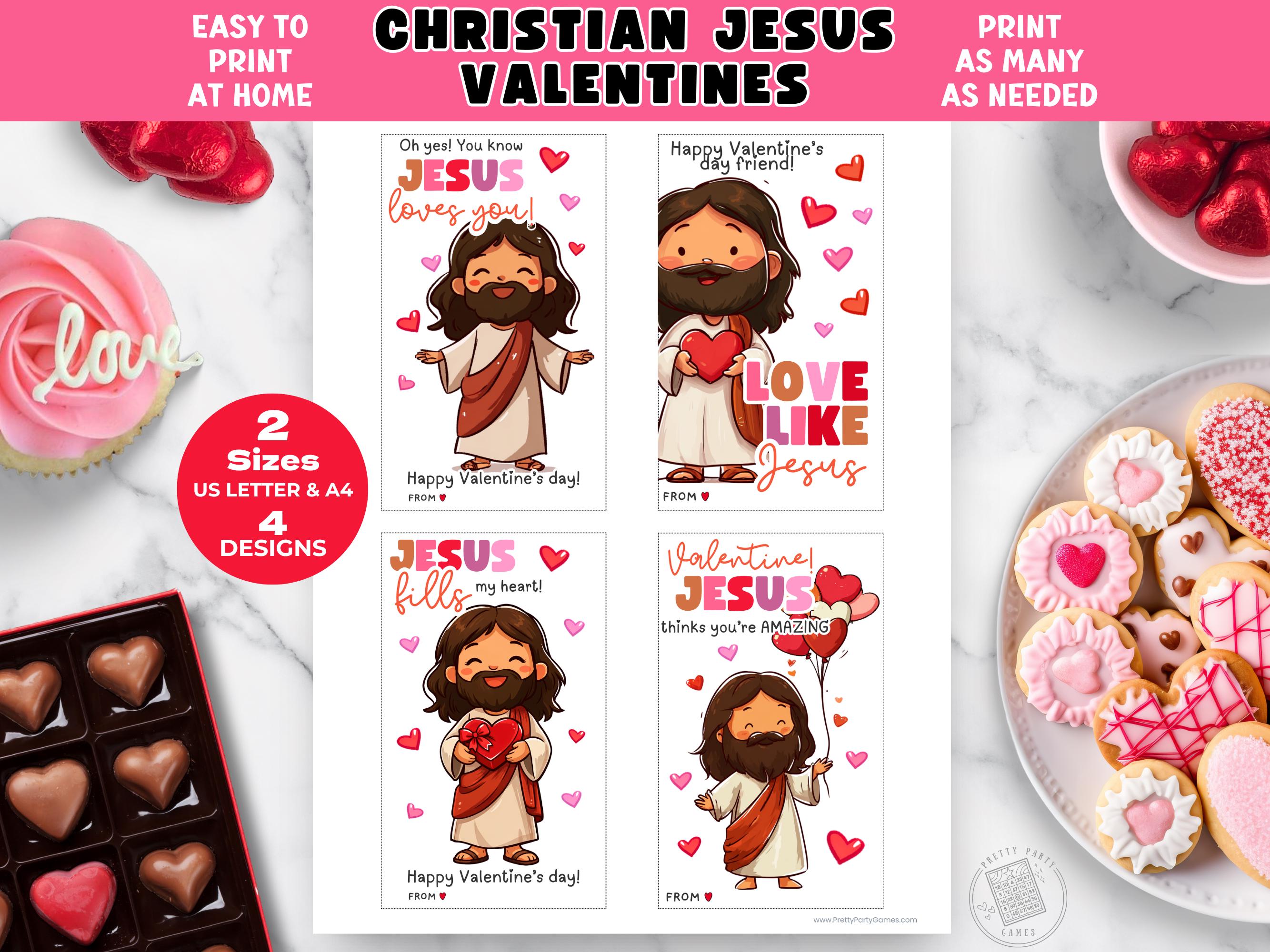 Christian Jesus Valentines for Kids Printable, Faith Based Valentine's ...