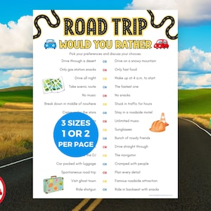 Road Trip Would You Rather, Fun This or That Game for Car Trips, Travel Games for Teens Tweens Adults, Summer Vacation Icebreaker Activities