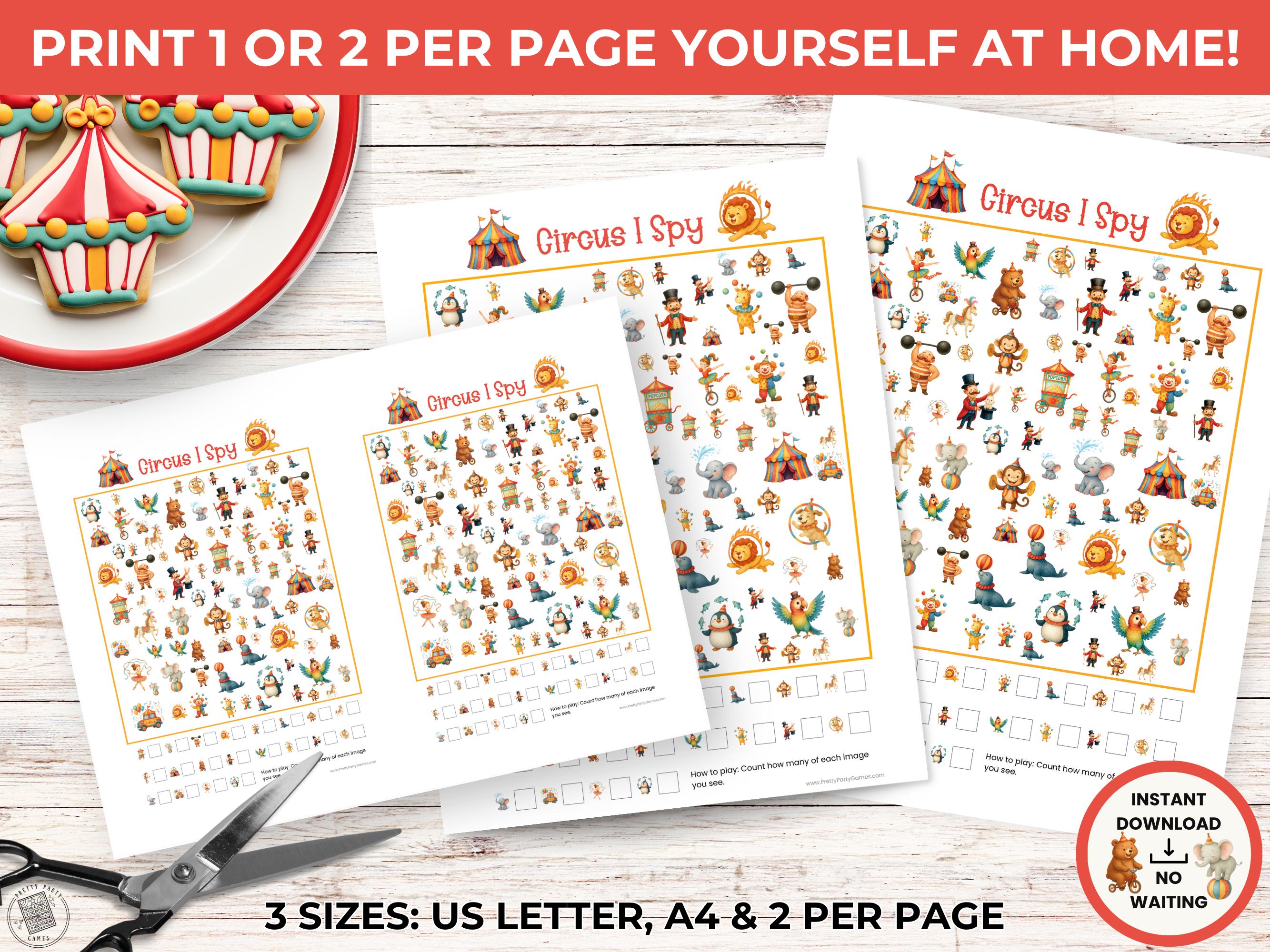 Circus I Spy Game for Kids, Carnival Party Game, Printable Circus Theme ...