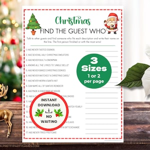 Christmas Work Party Find Someone Who Game, Fun Christmas Party Games For Adults, Holiday Ice Breaker Games for Work, Instant Download PDF