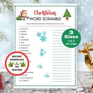 Christmas Word Scramble Game, Holiday Classroom Games for Kids, Family Game Night, Youth Group Games, Printable Party Games Instant Download