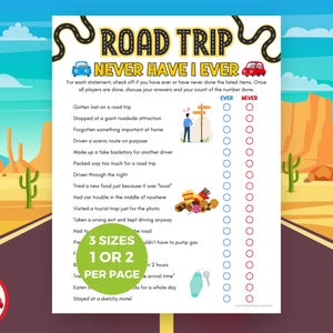 Road Trip Never Have I Ever Game, Funny Ever or Never Icebreaker Game for Car Trips, Fun Travel Get to Know You Game for Teens Tweens Adults