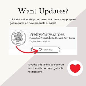 Może przedstawiać: Obraz z tekstem: "Want Updates?" i "Kliknij przycisk Obserwuj sklep na naszej stronie gł&oacute;wnej, aby otrzymywać aktualizacje dotyczące nowych produkt&oacute;w lub wyprzedaży!" Zawiera logo sklepu i przycisk "Obserwuj sklep". Obecna jest r&oacute;wnież ikona czerwonego serca.