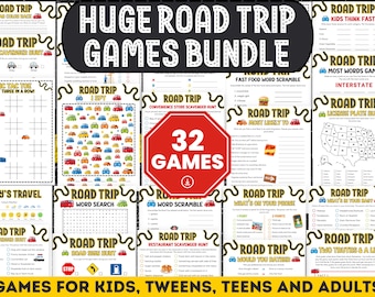 ロードトリップゲームバンドル、幼稚園児、10代、10代、大人向けの32種類のロードトリップゲーム、家族旅行の宝探しゲーム、忙しい旅行のアクティビティ