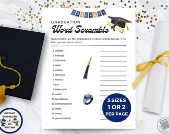 Graduation Word Scramble Game, Printable Party Games for Graduation Parties, Class of 2025 High School & College Grads, Instant Download PDF