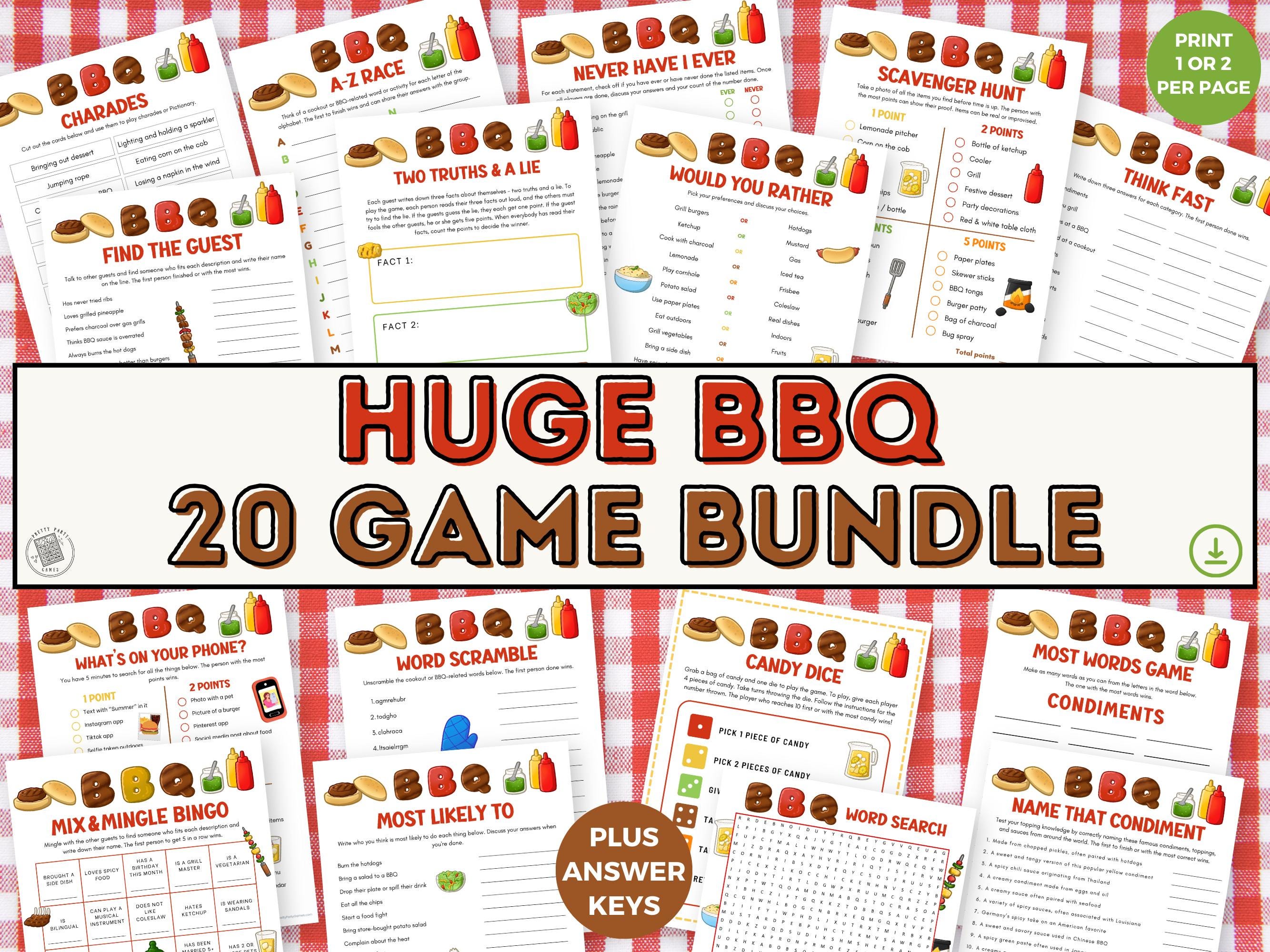 20 BBQ Party Games Bundle, Summer Backyard Cookout Games, Fun Pool ...