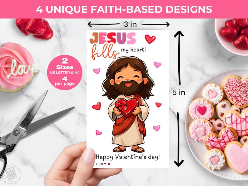 Christian Jesus Valentines for Kids Printable, Faith Based Valentine's ...