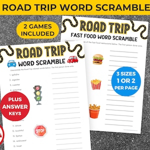 2 juegos de palabras para viajes por carretera, juegos de conducción para niños, adolescentes y adultos, actividades de verano, juegos para personas mayores, descarga instantánea