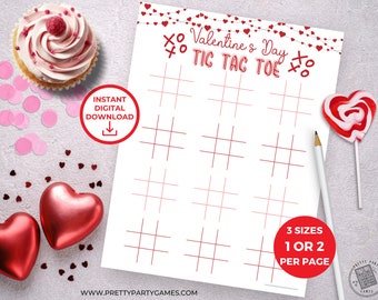 Tic Tac Toe Valentine Printable, Fun Kids Valentine's Day Party Games, Simple Kindergarten Holiday Games, Classroom Valentines Activity PDF