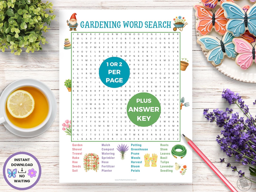 Gardening Word Search Printable, Garden Party Game, Spring Word Search ...