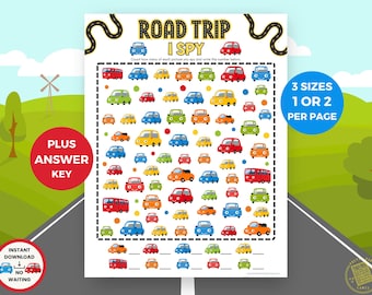 Road Trip I Spy Car Ride Game, Road Trip Games for Kids, Summer Family Vacation Travel Activities, Colorful Busy Games for Young Children
