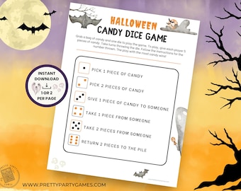 Halloween Candy Dice Game, Easy Halloween Party Games for Kids & Toddlers, Family Game Night, Printable Classroom Activity, Instant Download
