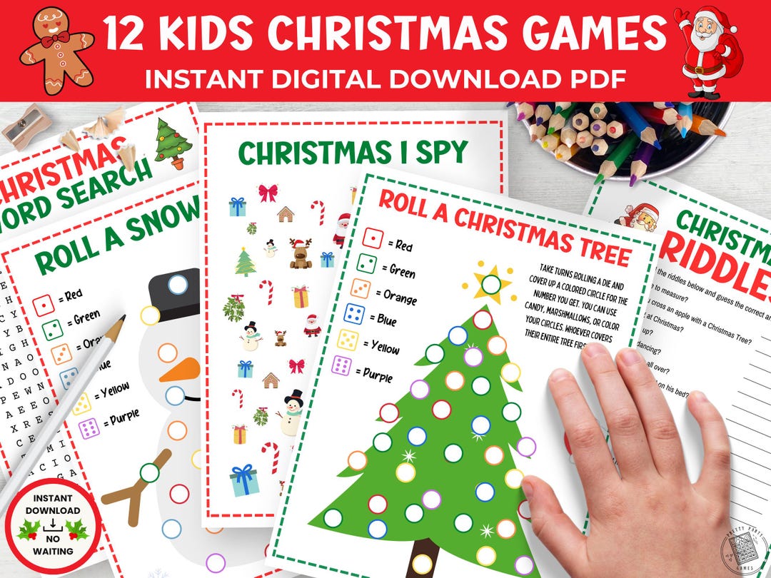 12 Christmas Game Bundle for Kids, Printable Holiday Party Games, Fun ...