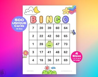 500 Colorful Bingo Cards for Birthdays, Social Events, Fundraisers & Family Gatherings, Printable Bingo Cards with Numbers, Instant Download