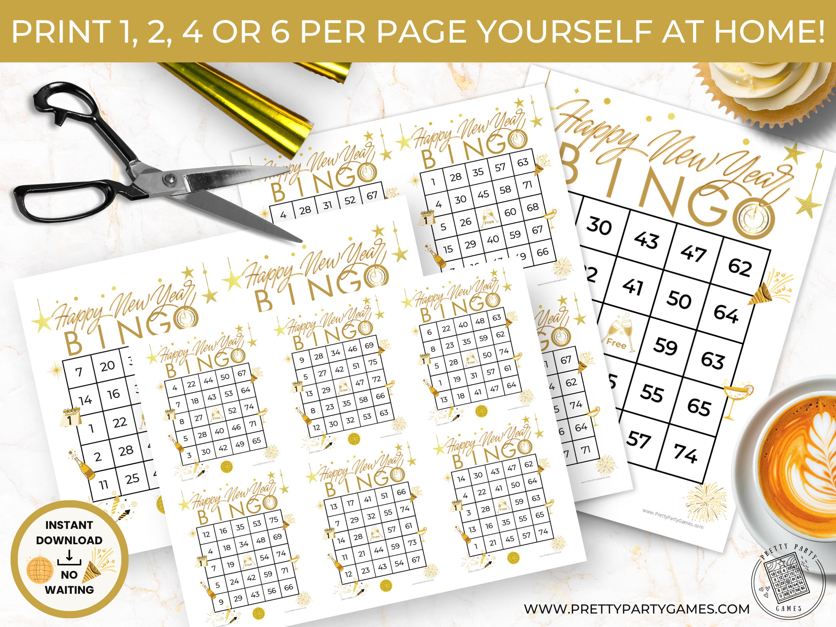 50 Printable New Years Eve Bingo Cards With Numbers, NYE Bingo Game for ...