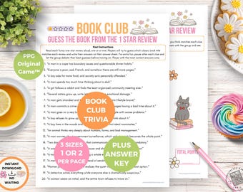 Book Club Trivia Game Printable: Guess the Classic Book from a Funny One Star Review, Game Night Trivia Quiz for Readers and Reading Groups