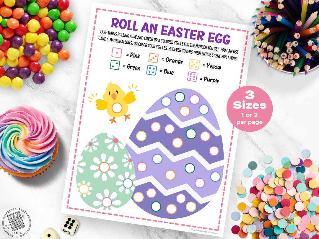Roll an Easter Egg, Easter Candy Dice Game Printable, Roll A Dice Game ...