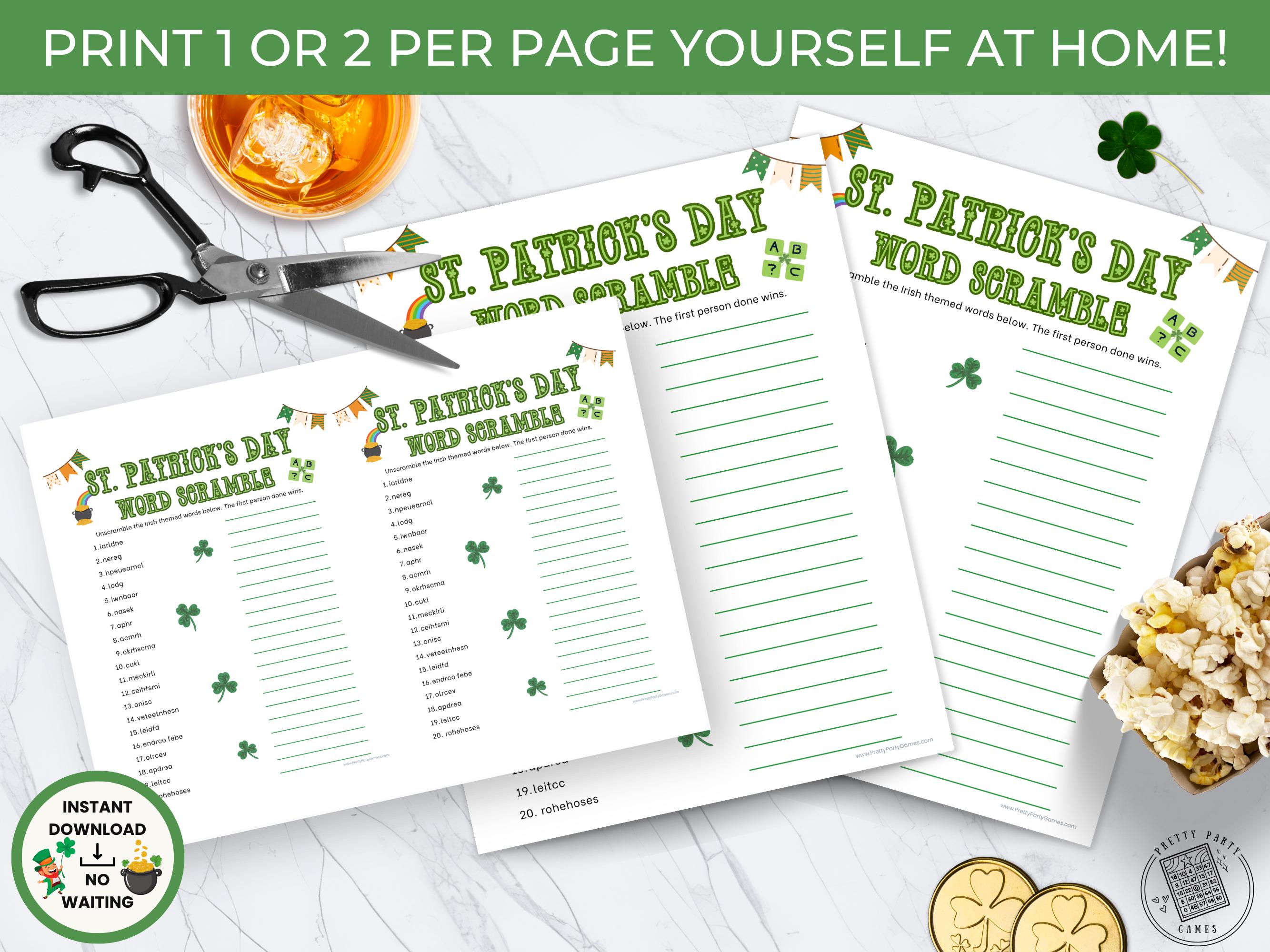 Printable St Patricks Day Word Scramble With Answer Key, Fun Classroom ...