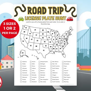 License Plate Scavenger Hunt, Fun Road Trip Games For Kids, Car Trip Busy Activities for Family Vacation, Kids Travel Game, Instant Download