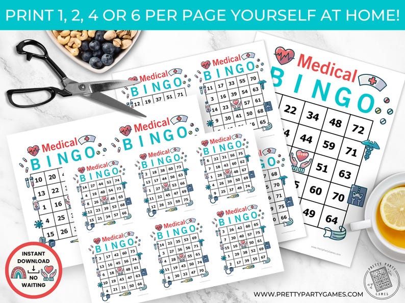 Unitypoint Health Bingo 50 Printable Medical Bingo Cards With Numbers, Health Bingo for Nurse ...