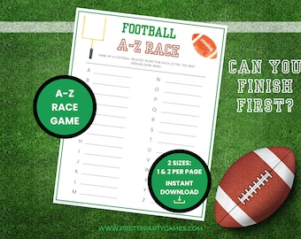 Football A To Z Game, A-Z Race Game Day Activity, Printable Football Party Games, Sports Games For Adults & Kids, Instant Digital Download