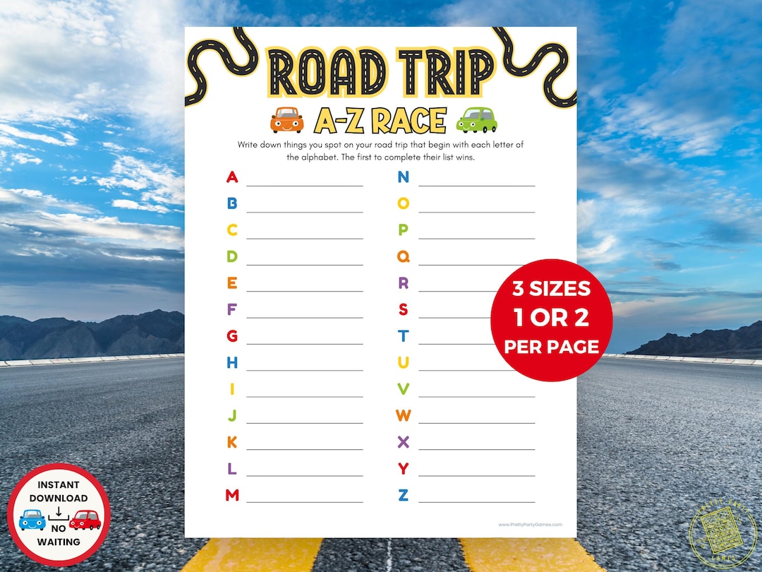 Road Trip A to Z Game for Kids, Car Ride Brain Games for Teens Tweens ...