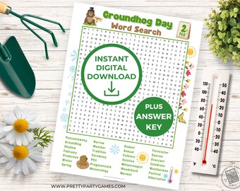 Groundhog Day Word Search Game For Adults & Kids + Answer Key, Fun Winter Spring Weather Rainy Day Classroom Activity, Ground Hog Day Games