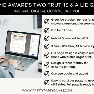 Two Truths and A Lie Ice Breaker Game, Movie Awards Party Games, Girls ...