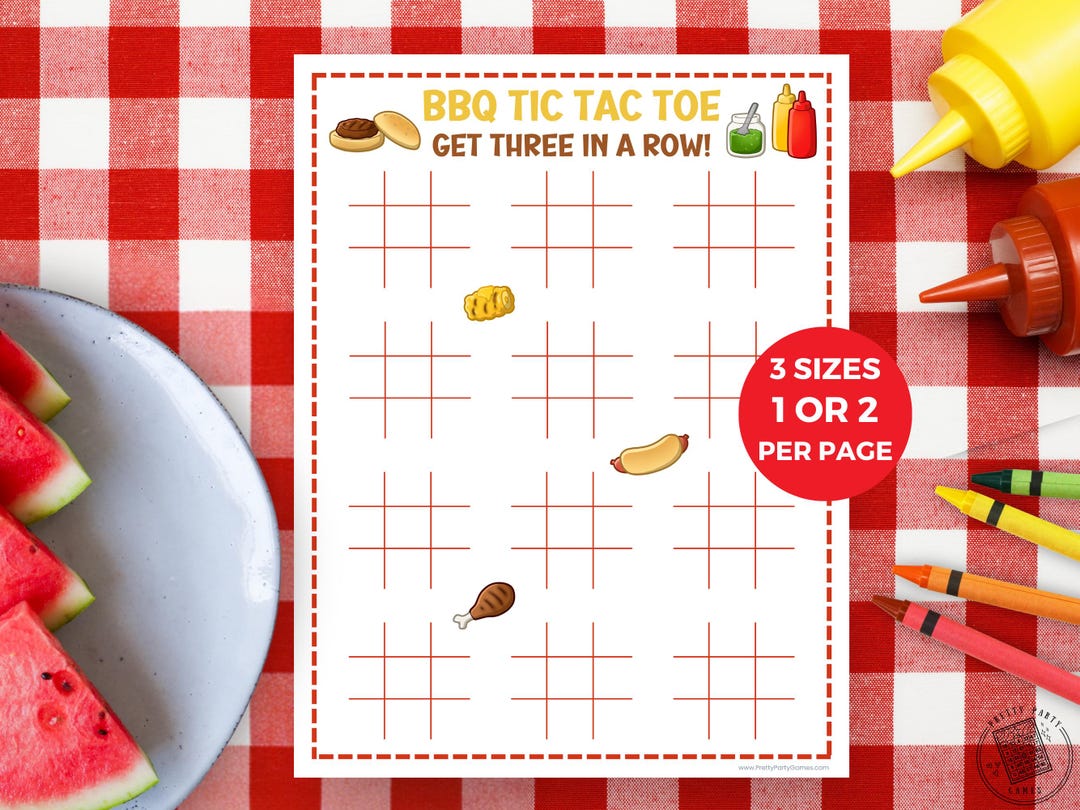 Backyard BBQ Tic Tac Toe Game Printable, Fun Summer Cookout Activities ...