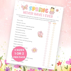 Frühling immer oder nie Spiel, Frühling Niemals habe ich je Eisbrecher Spiele für Jugendliche und Erwachsene, lustige Gesprächsstarter, Sofort Download