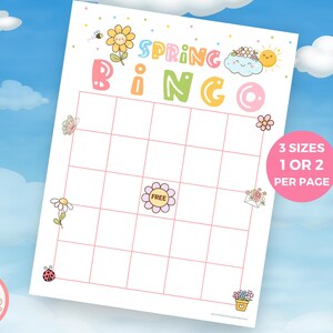 Frühlings-Bingokarte zum Ausdrucken, perfekt um Ihre eigenen Bingokarten für eine Frühlings-Babyparty zu machen, Mingle Bingo Spiele & mehr, PDF-Download