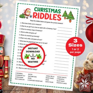 Christmas Riddles for Kids, Printable Christmas Riddle Game, Holiday ...