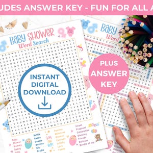 Baby Shower Word Search Puzzle and Solution, Printable Baby Shower ...