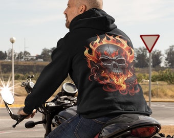 Inferno Cranium Sudadera con capucha para motocicleta Skull: ¡el mejor regalo para moteros y una elegante sudadera con capucha para entusiastas de las motos! Equipo con capucha, sudadera con capucha de motociclista