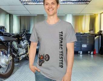 Camiseta de motociclista - Camiseta Tarmac Tester Micro Bikie - Una divertida camiseta de motocicleta personalizada única minimalista para cualquier motociclista
