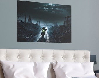 Regalo de motocicleta - Impresión de motocicleta - Midnight Wanderer: Ecos de desolación - Ai Art