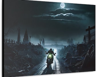 Regalo de motocicleta - Arte en lienzo - Midnight Wanderer: Echoes of Desolation