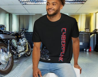 Biker T Shirt - Cyberpunk Micro Bikie - Una camiseta de motocicleta personalizada única y minimalista divertida para cualquier motorista
