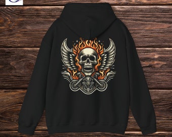 Sudadera con capucha de motocicleta Eternal Glide: una sudadera con capucha de calavera de motocicleta personalizada, única, minimalista y divertida para cualquier motociclista